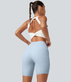 Short biker d’entraînement taille haute gainant Halara UltraSculpt™ avec poches, 18 cm