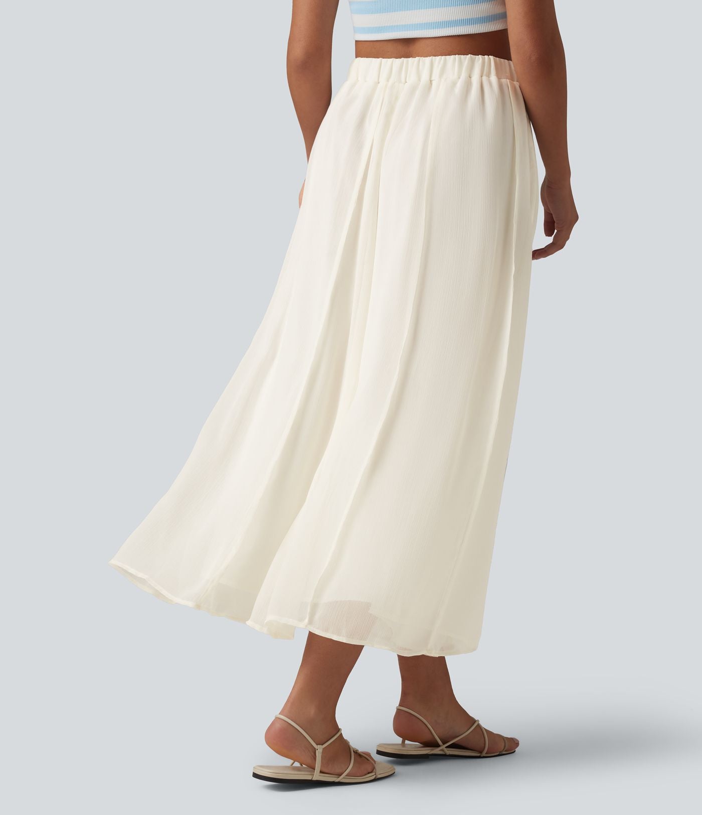 Jupe midi fluide taille haute