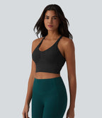 OneForm Débardeur court de yoga sans coutures jacquard dos nu croisé froncé soutien-gorge intégré