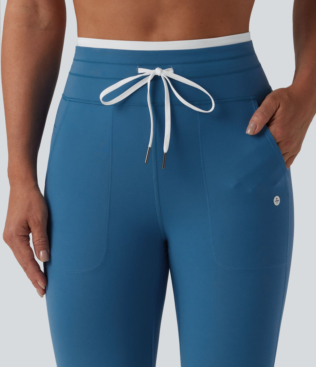 Legging de yoga corsaire Halara UltraSculpt™ color block taille haute gainant avec cordon de serrage avec poches