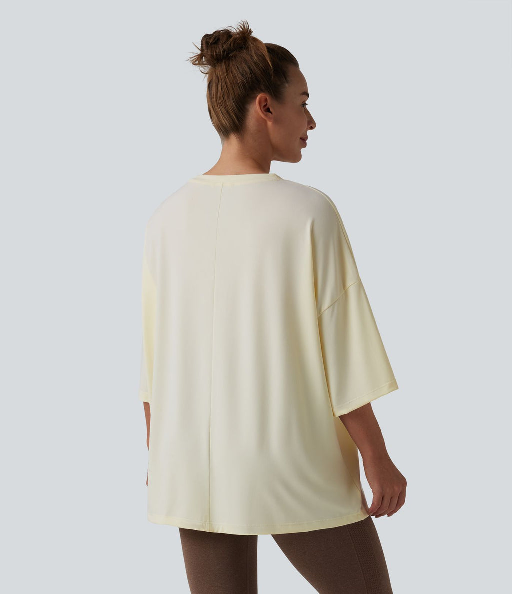 T-shirt décontracté col rond avec poche