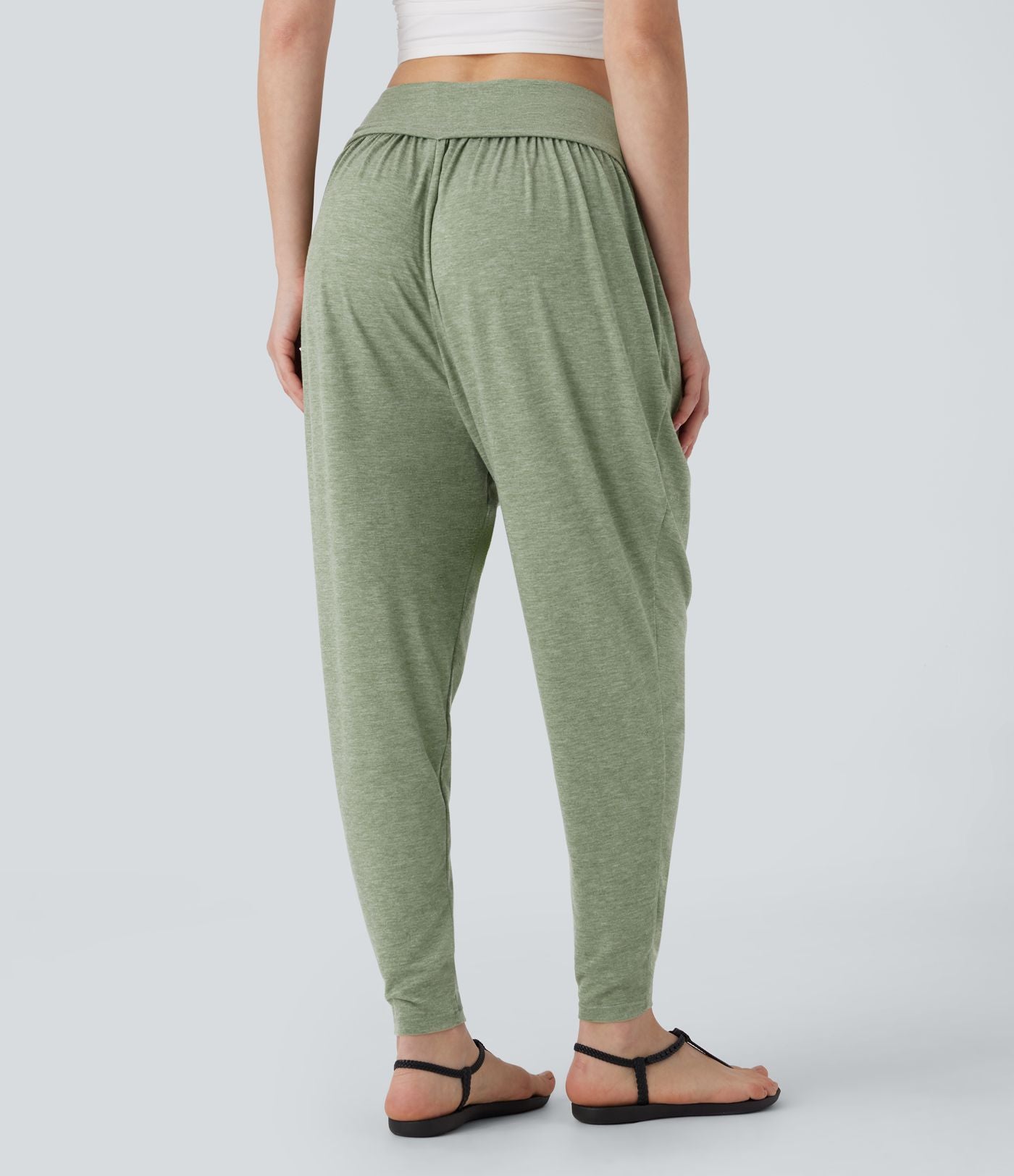 Pantalon sarouel taille haute à poches latérales, style resort