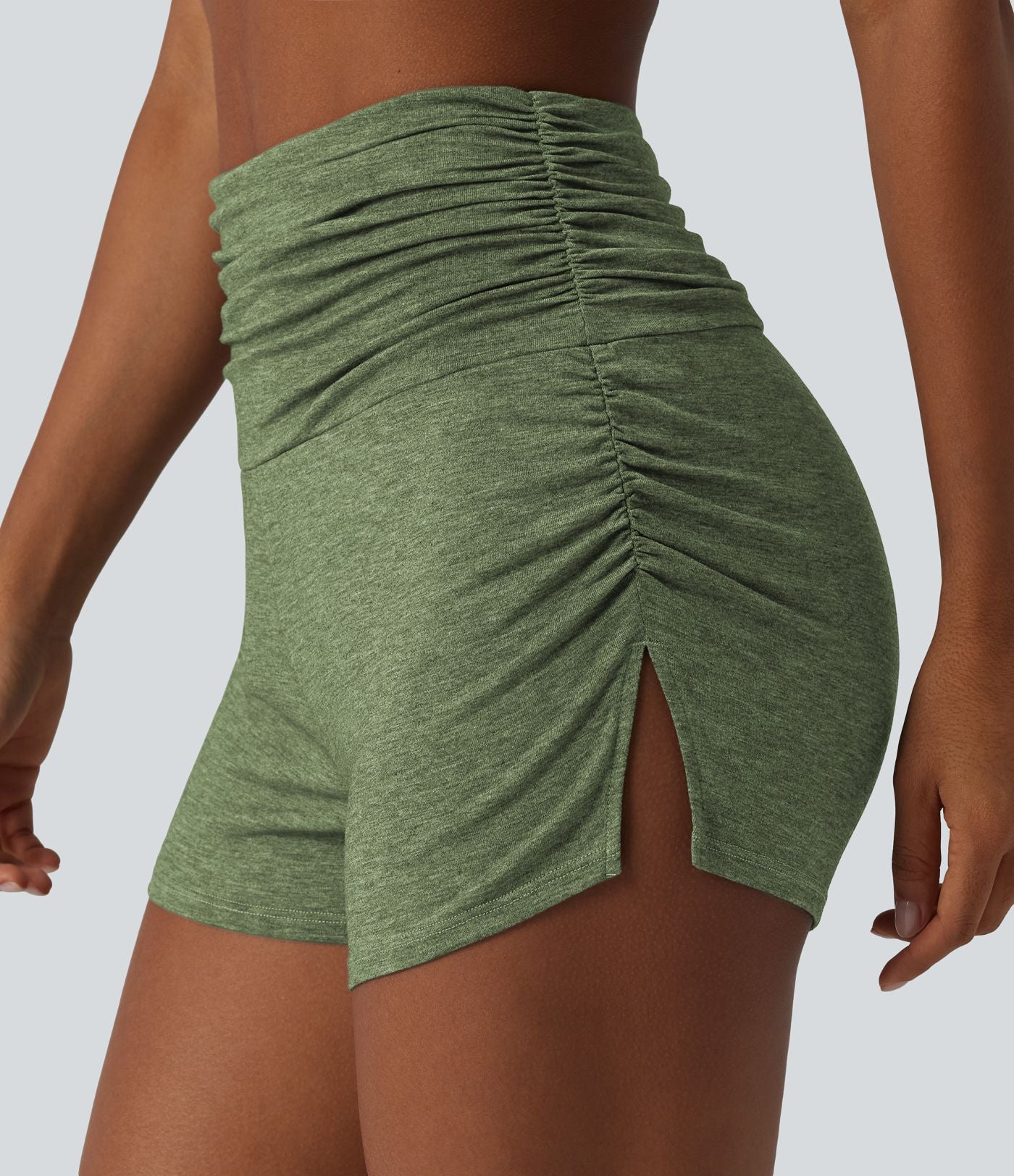 Short décontracté taille haute froncé avec sous-vêtement intégré 6,5 cm