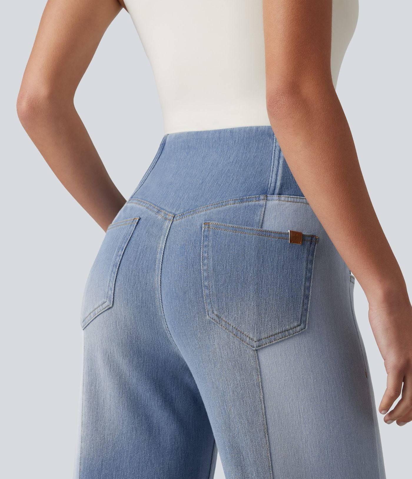 Jean bootcut Halara Flex™ décontracté ventre plat, taille haute, croisé, à empiècements, à poches