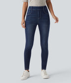 Jean skinny 7/8 décontracté taille mi-haute délavé Halara Flex™ avec poches