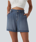 Short en jean décontracté taille haute 7,5 cm avec poches