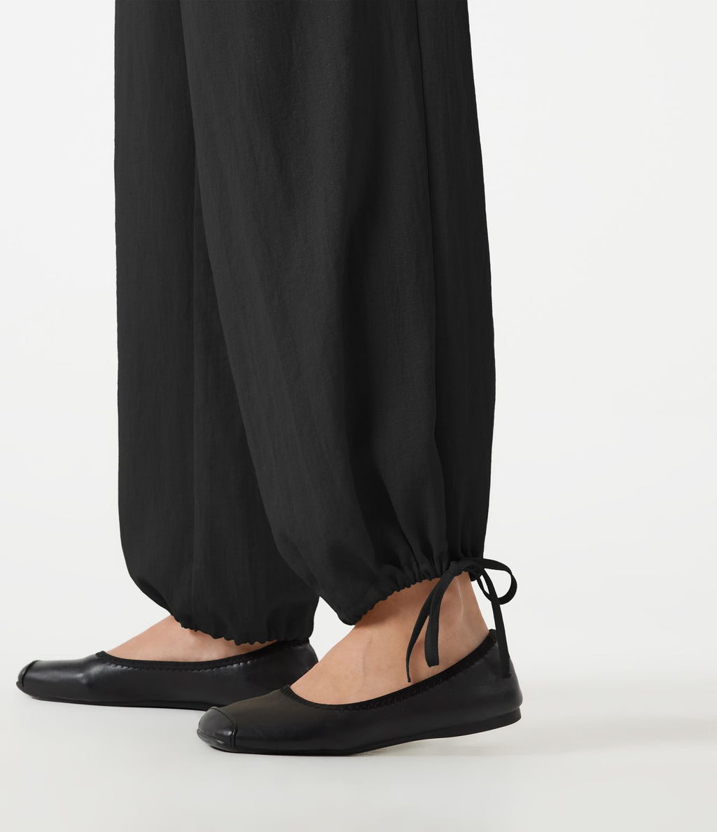 Pantalon barrel de bureau taille haute en mélange de lin avec short intégré et poches