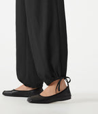 Pantalon barrel de bureau taille haute en mélange de lin avec short intégré et poches