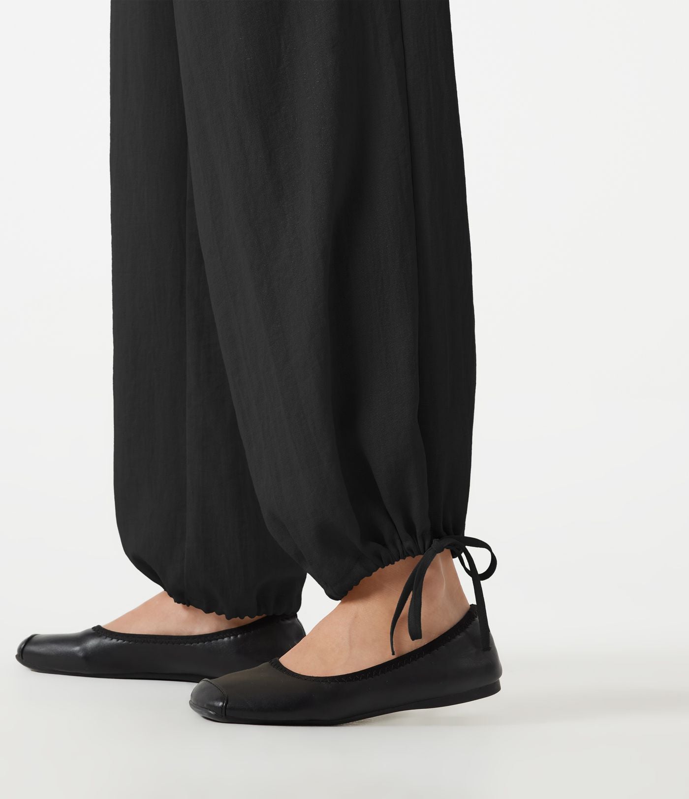 Pantalon barrel de bureau taille haute en mélange de lin avec short intégré et poches