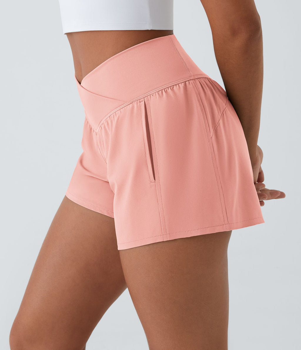 Breezeful™ Shorts 10cm Yoga Séchage Rapide 2 en 1 Taille Haute Poches Latérales Croisées