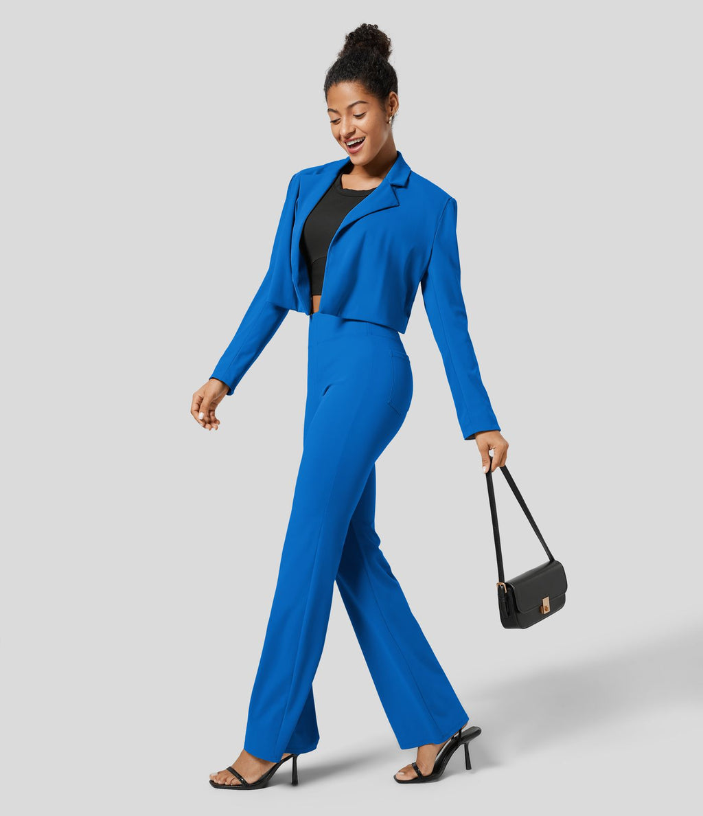 Pantalon tailleur légèrement évasé taille haute avec poches arrière Halara Flex™