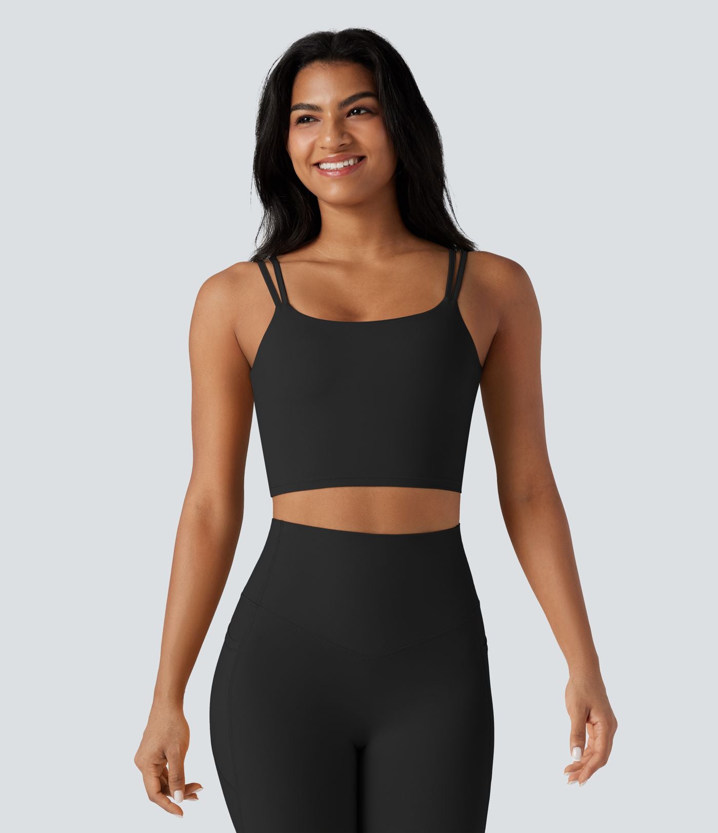 Débardeur yoga court Halara UltraSculpt™ double bretelles torsadé dos nu