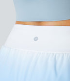 Short Yoga 2-en-1 à Taille Haute avec Poches Latérales et Ourlet Courbé Dégradé