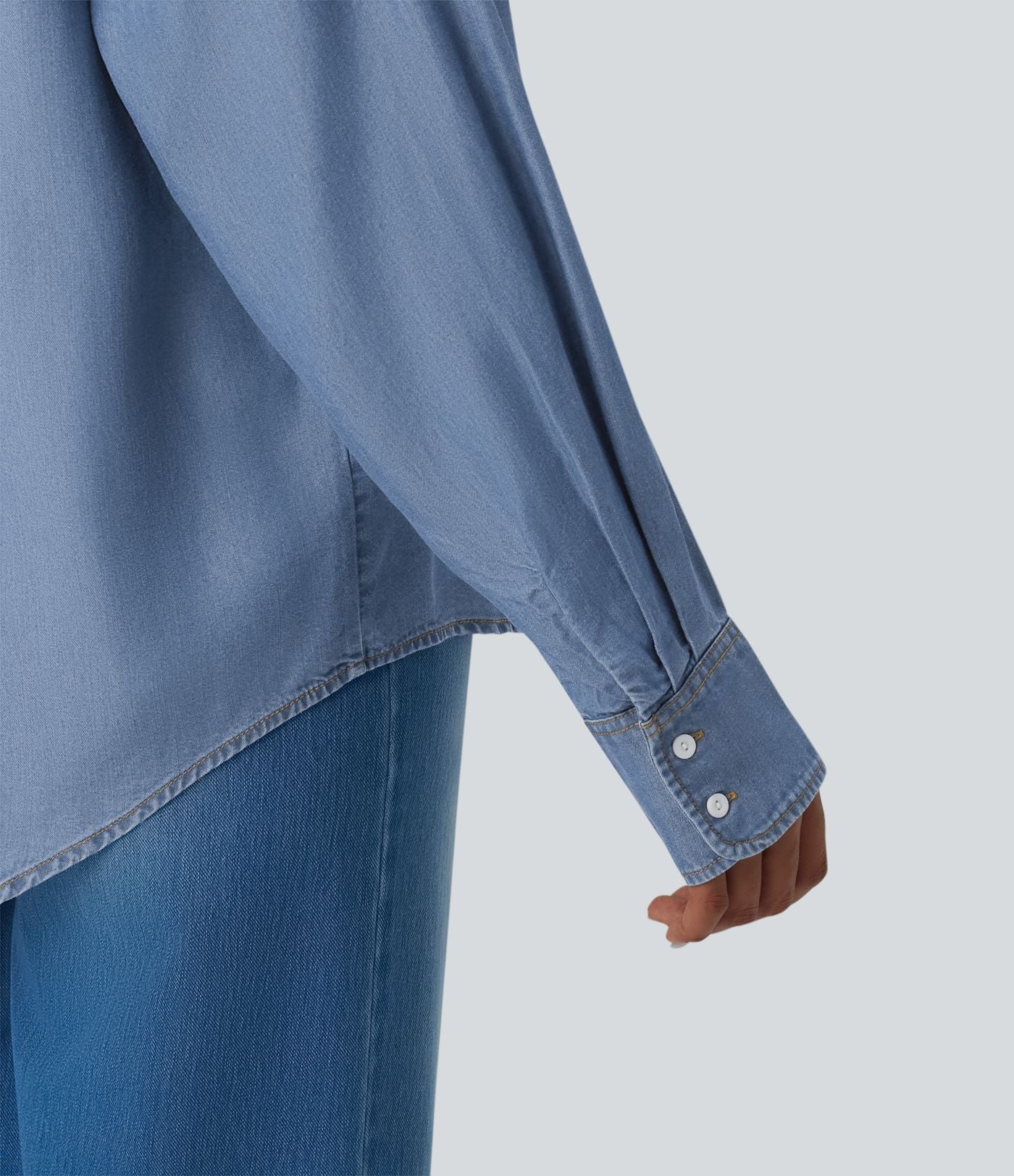 Chemise casual denim en lyocell manches longues avec poches