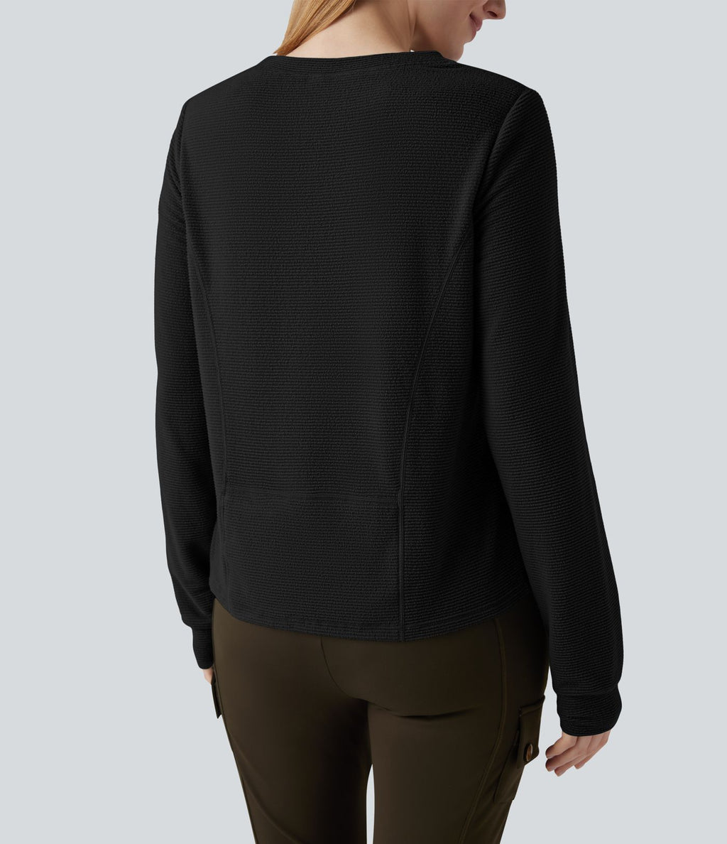 Sweat-shirt polaire pliable col rond à manches longues avec poche