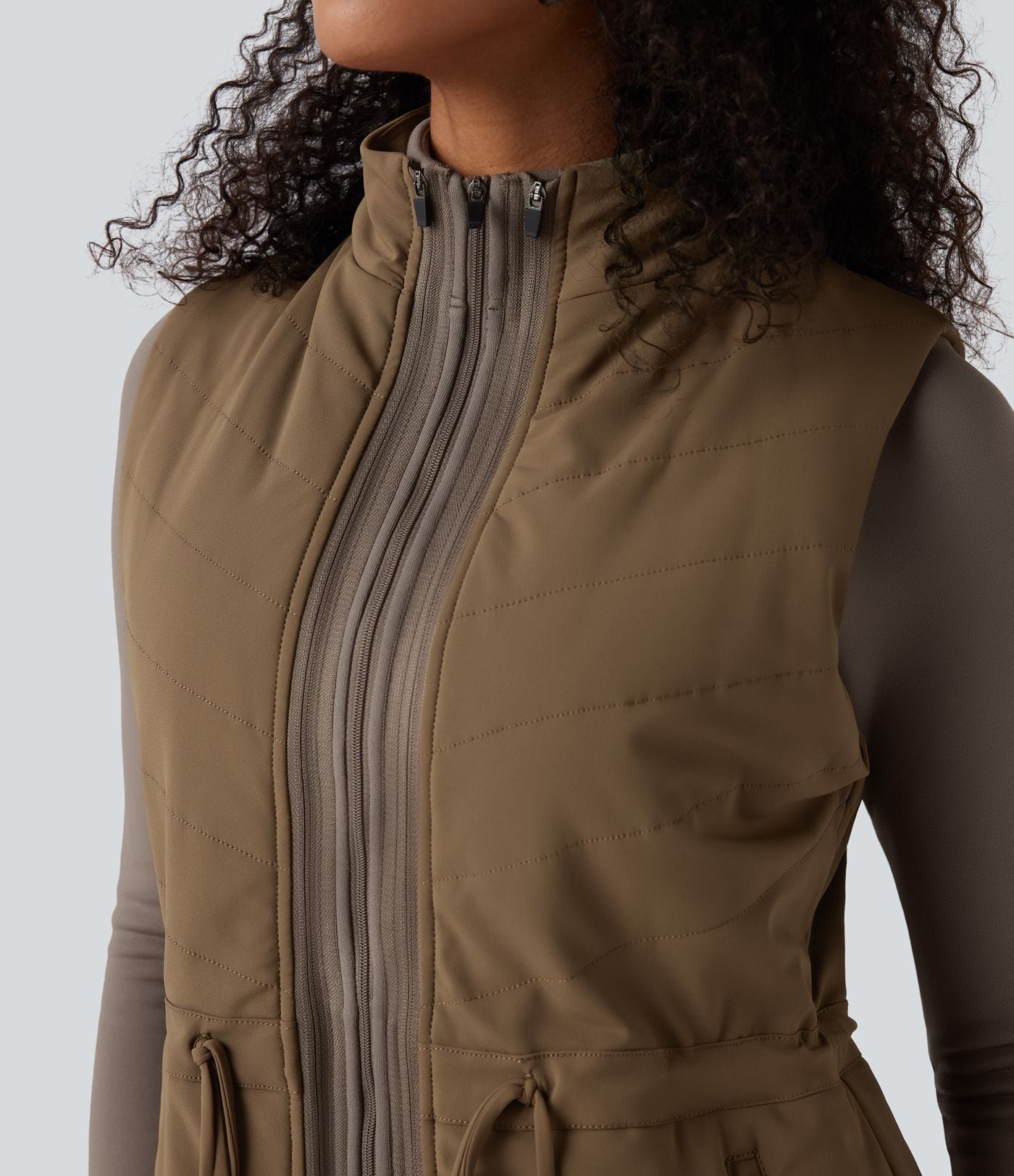 Veste polaire PuffFlex 3-en-1 à col montant et manches longues avec passe-pouces et gilet matelassé avec poches