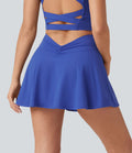 SoftlyZero™ Plush Jupe de tennis trapèze 2-en-1 froncée taille haute avec poches