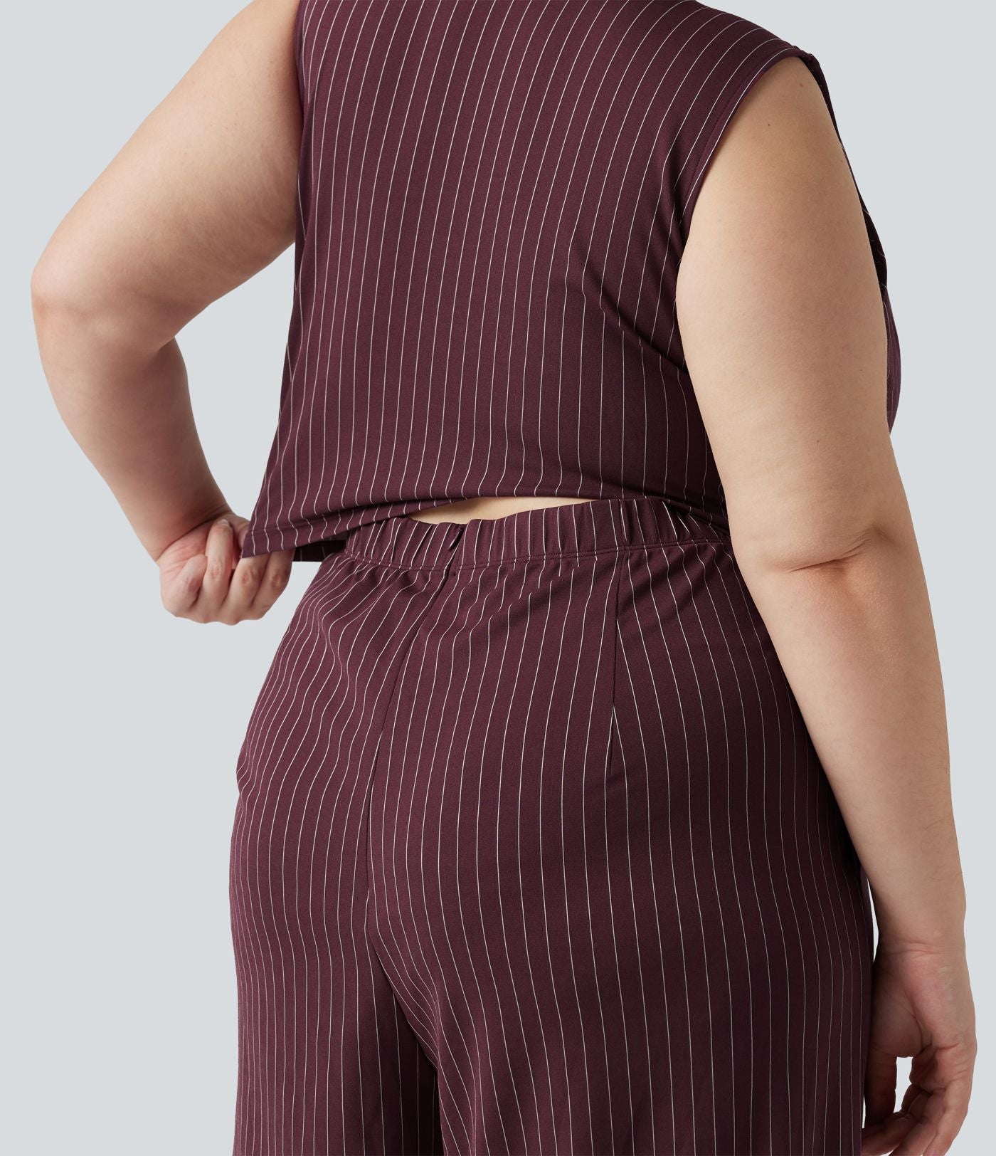 Combinaison grande taille rayée à décolleté V plongeant, toucher frais, coussinets amovibles, poches et accès facile Easy Peasy