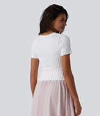 T-shirt crop décontracté OneForm Seamless Flow col rond manches courtes