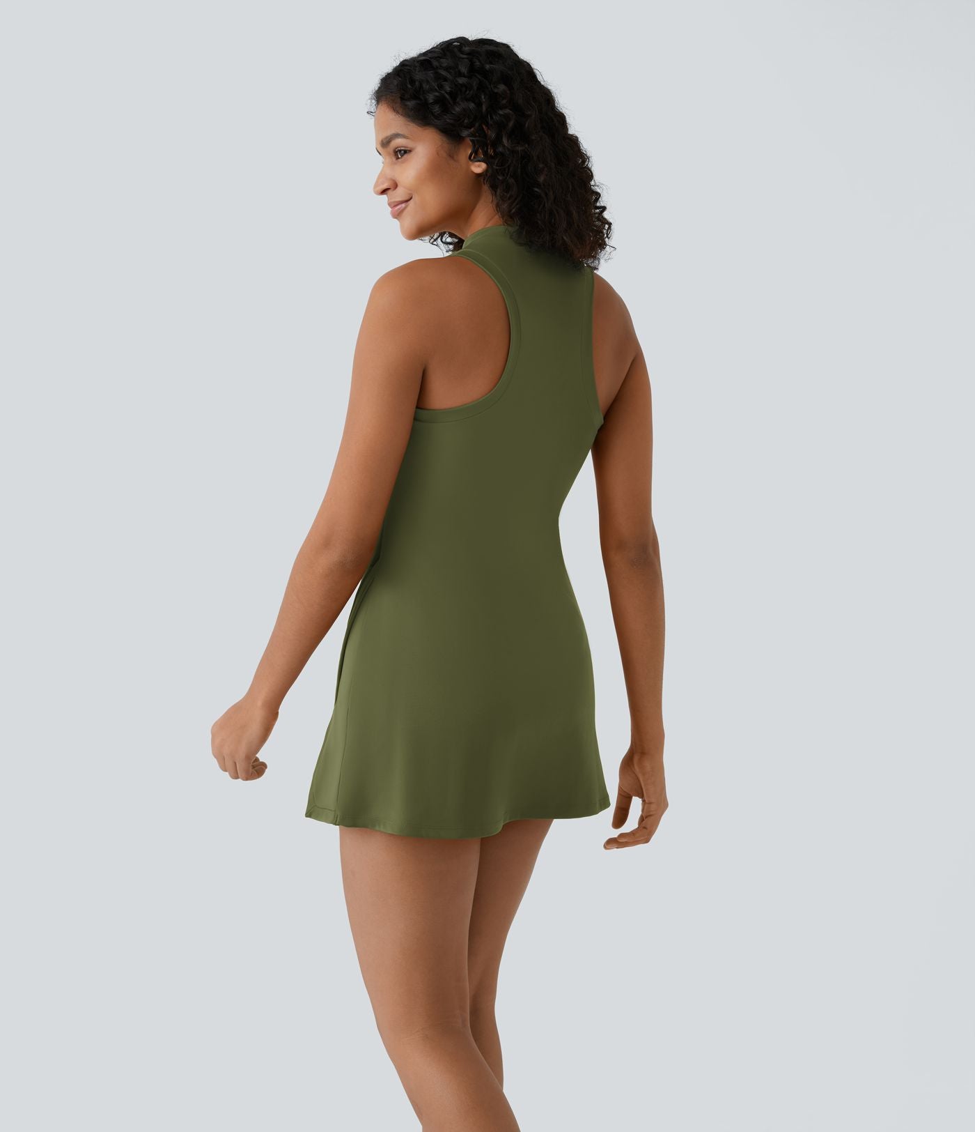 Robe de Tennis Mini Sport 2 Pièces avec Fermeture Éclair Dos Nageur et Poches Latérales Fendues