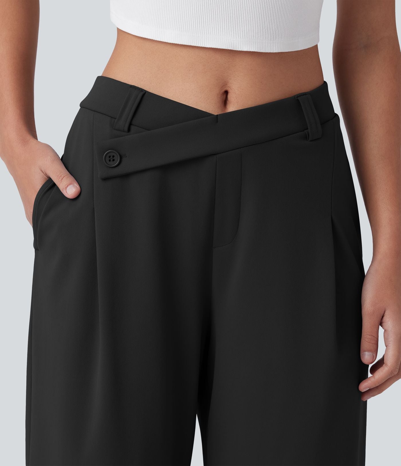 Pantalon tailleur ample asymétrique taille mi-haute Halara Flex™ DayStretch avec poches
