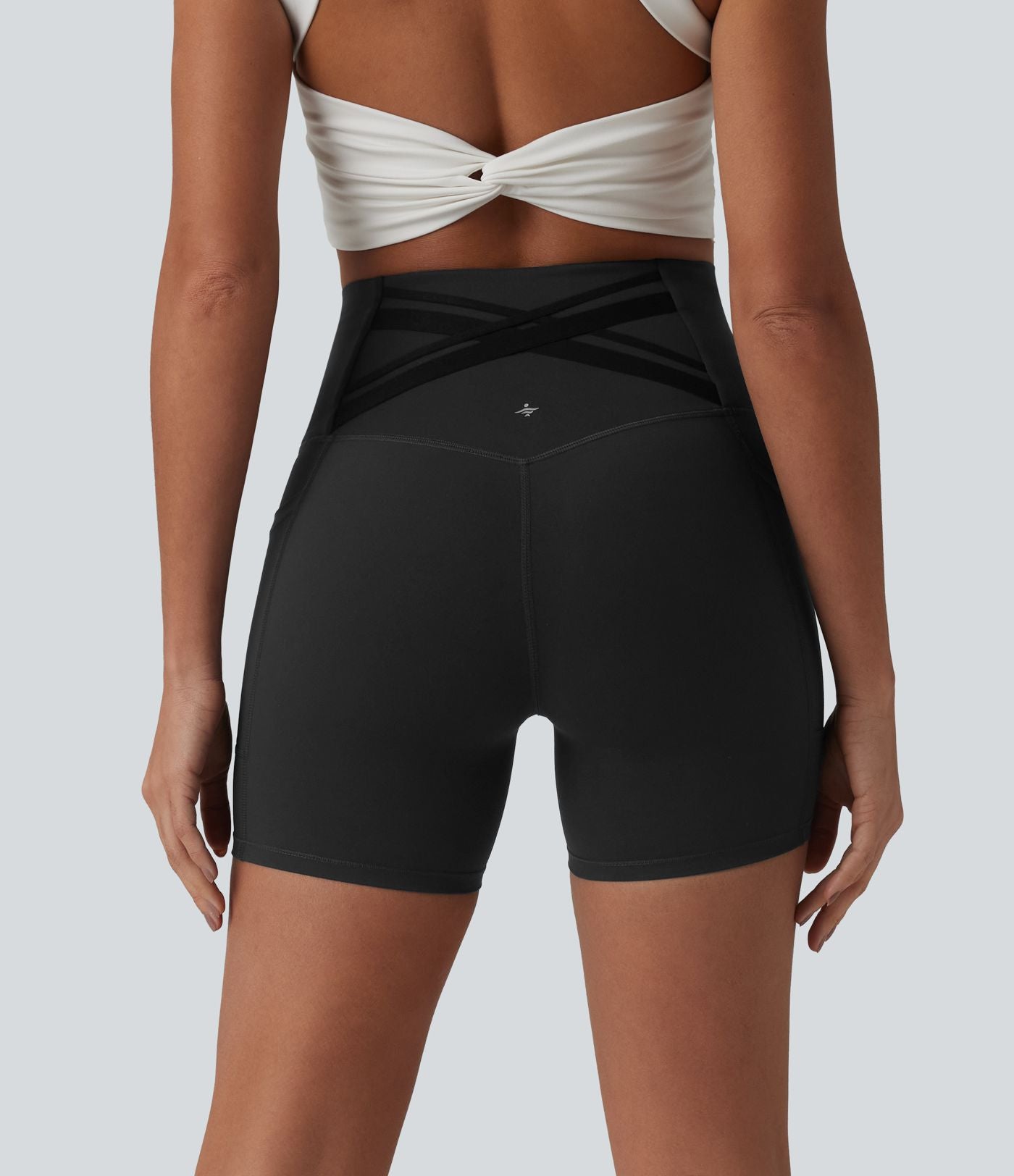 Short cycliste de running Halara UltraSculpt™ taille haute ventre plat 12,5 cm avec dos croisé et poches