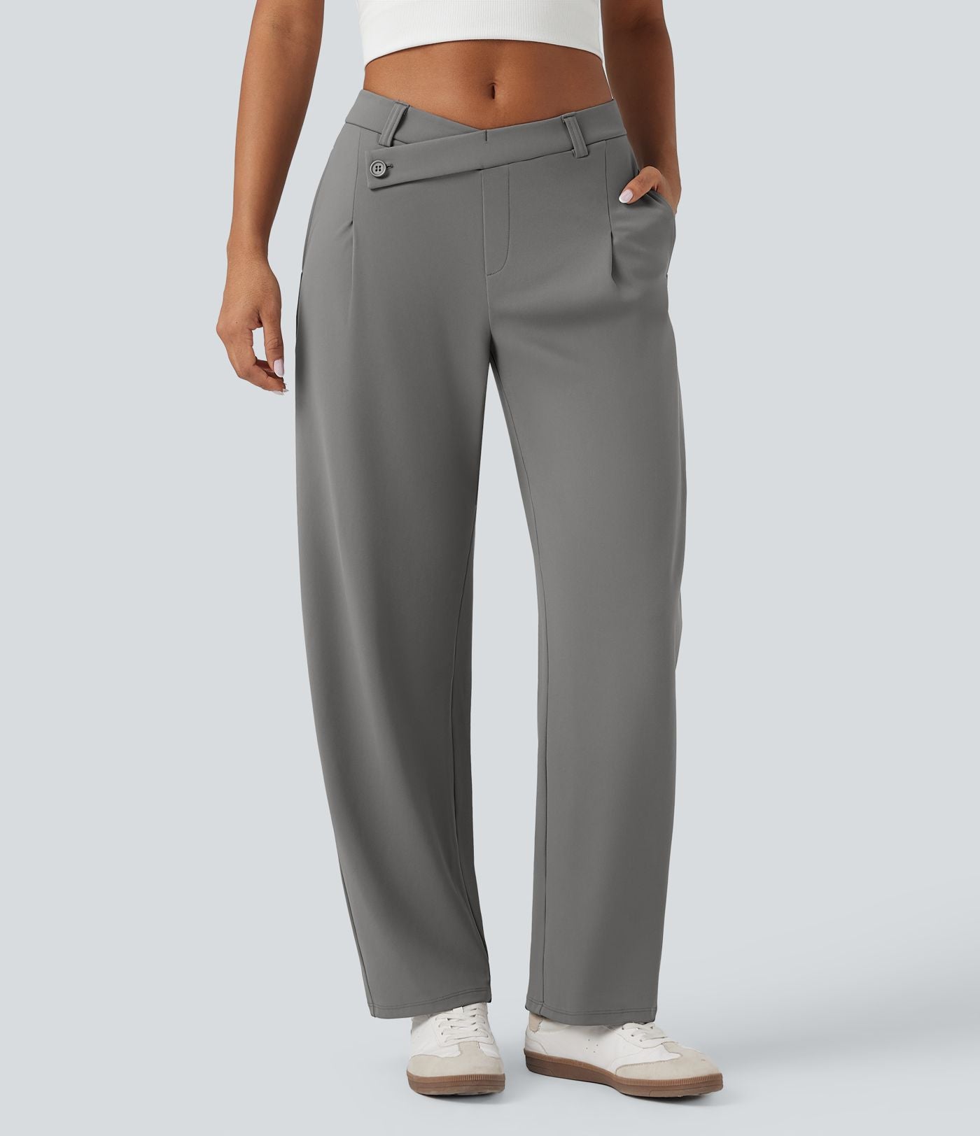 Pantalon tailleur fuselé asymétrique taille moyenne Halara Flex™ DayStretch avec poches