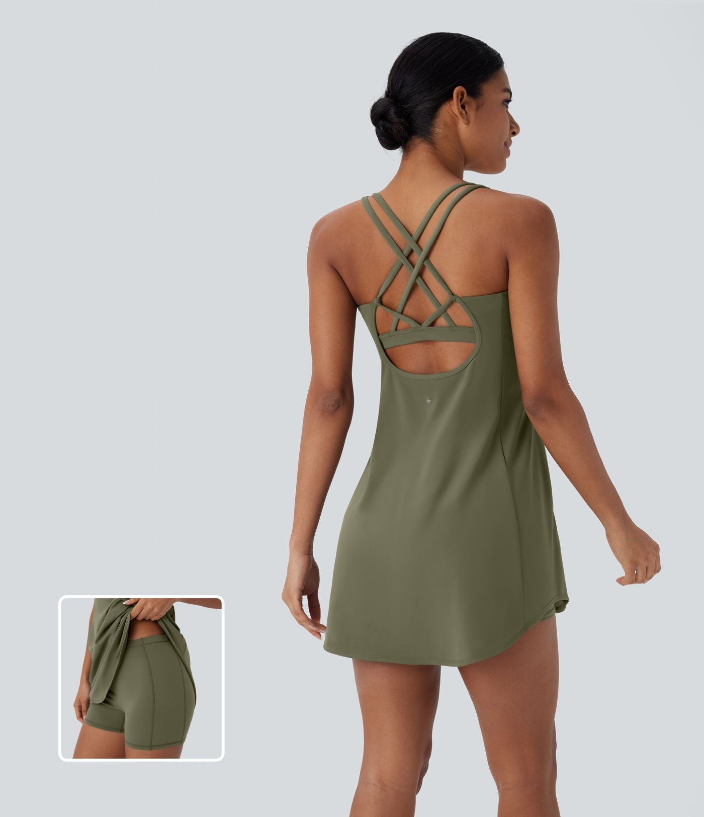 Robe de sport yoga mini 2-pièces SoftlyZero™ Plush à découpes avec poche A-C
