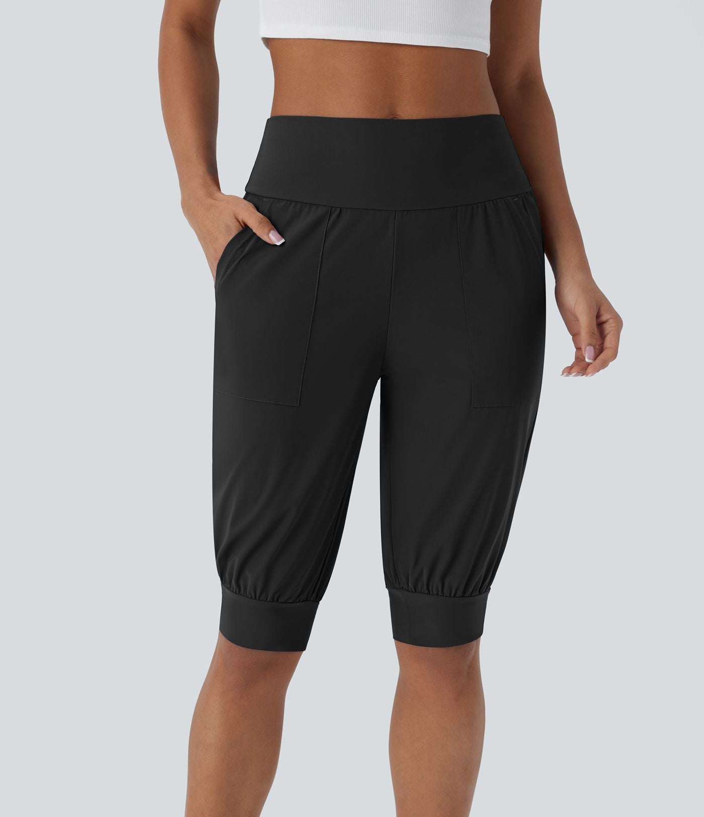 Short décontracté taille haute avec poches latérales