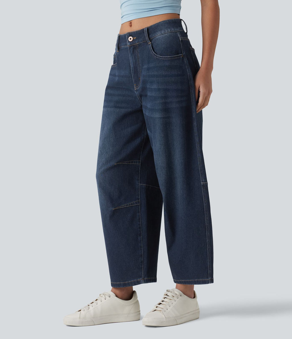 Jean Barrel 7/8 taille basse Halara Flex™ avec poches zippées