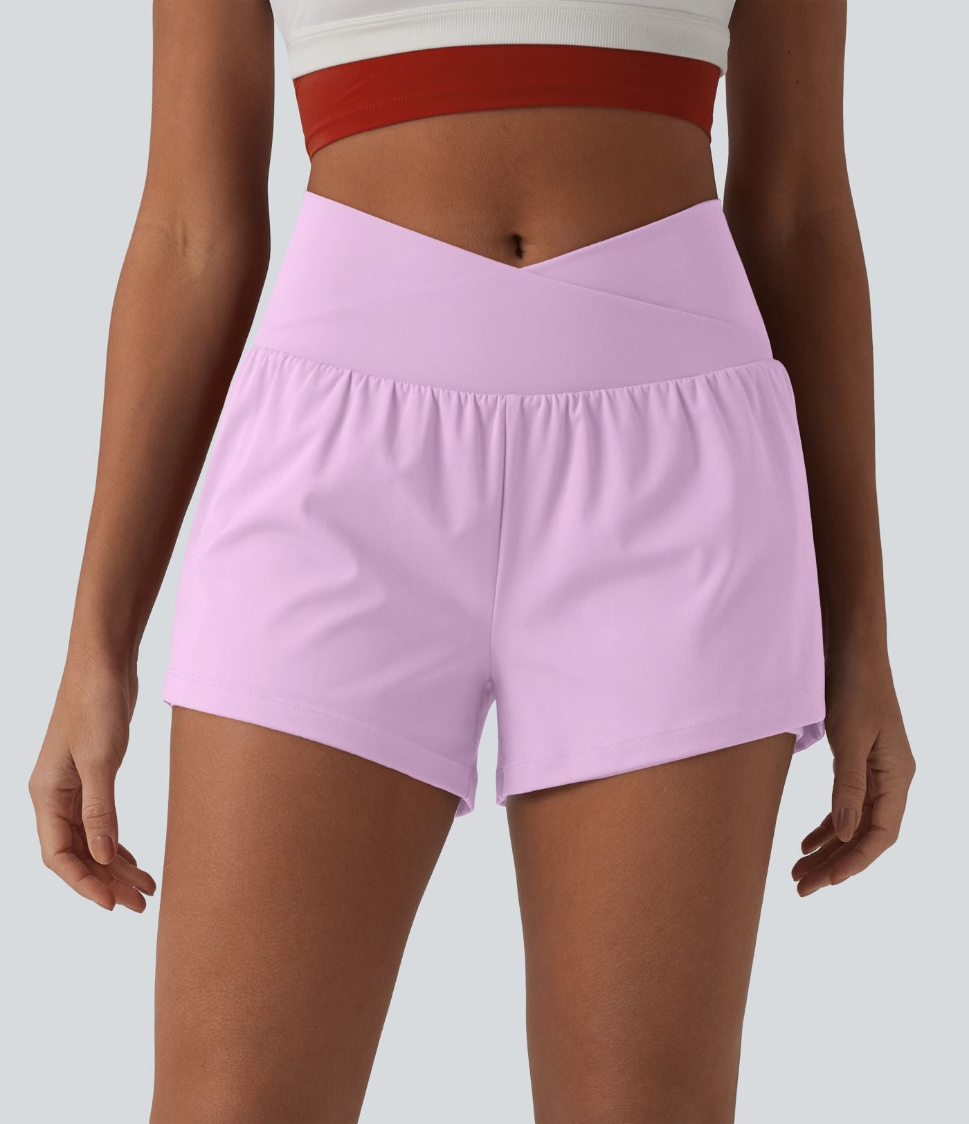 Short de yoga 2-en-1 SoftlyZero™ Airy croisé taille haute 7,5 cm effet frais InstantCool avec poches