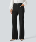 Pantalon tailleur évasé taille haute avec poches