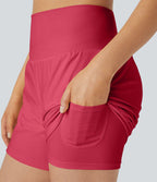 Short yoga 2-en-1 SoftlyZero™ Airy effet frais InstantCool taille très haute 12,5 cm avec poches, longueur allongée