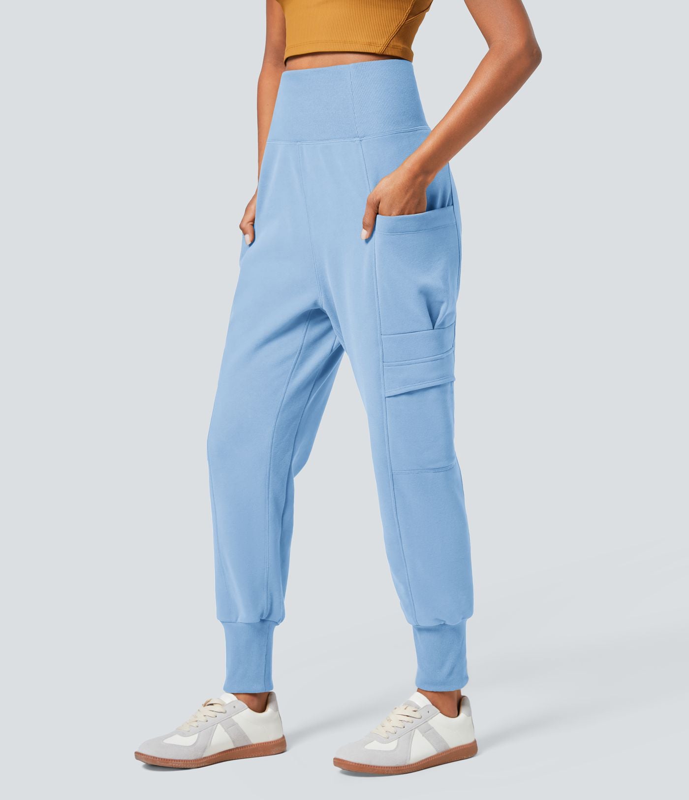 Jogging jogging cargo sarouel en polaire taille haute avec poches multiples
