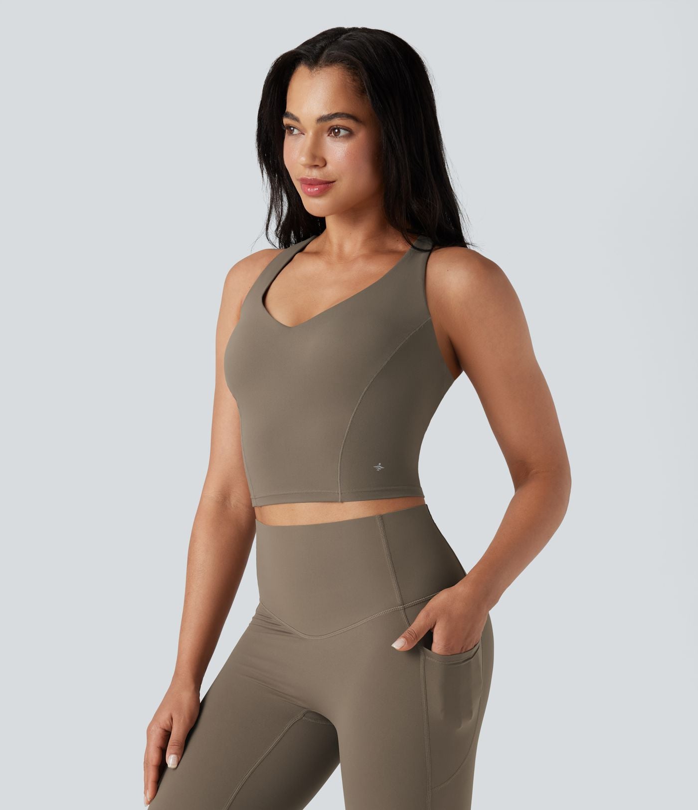 Débardeur yoga Halara UltraSculpt™ 2-en-1 push-up col V profond dos croisé