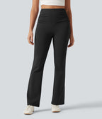 Pantalon de golf flare taille haute froncé avec poches et porte-tees