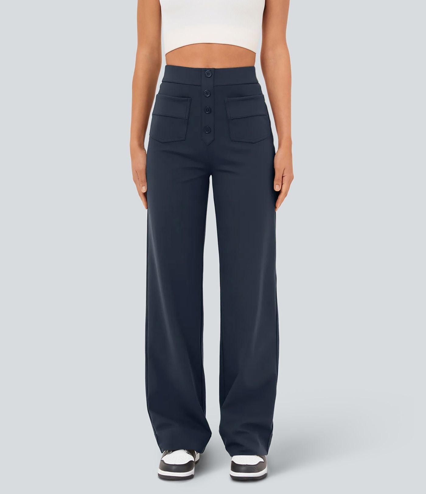Pantalon taille haute coupe droite DayStretch avec poches