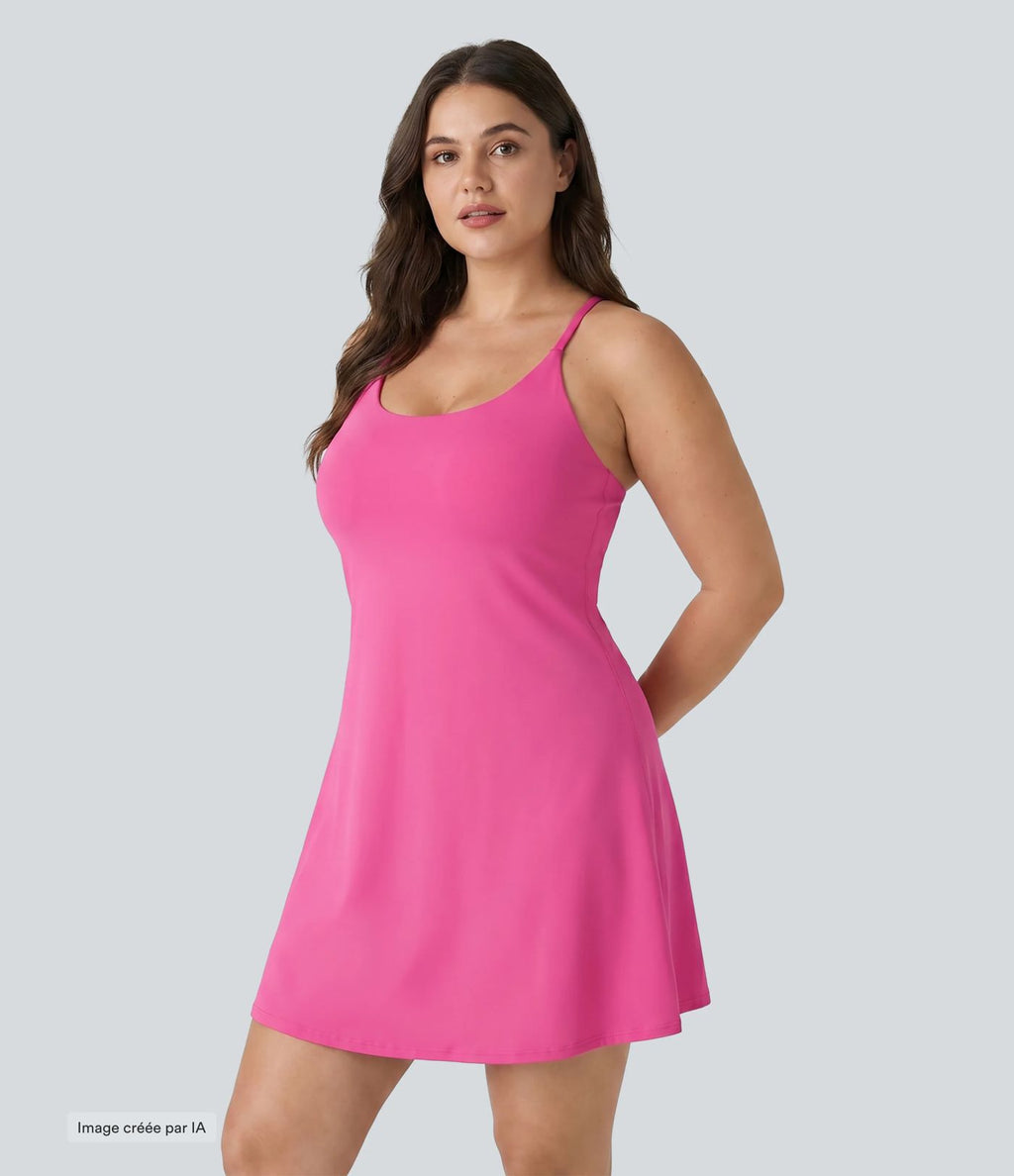 Robe de sport grande taille dos nu Softlyzero™ Plush - longueur rallongée - Easy Peasy Edition
