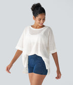 Top Casual Oversize Asymétrique Ourlet Fendu Transparent