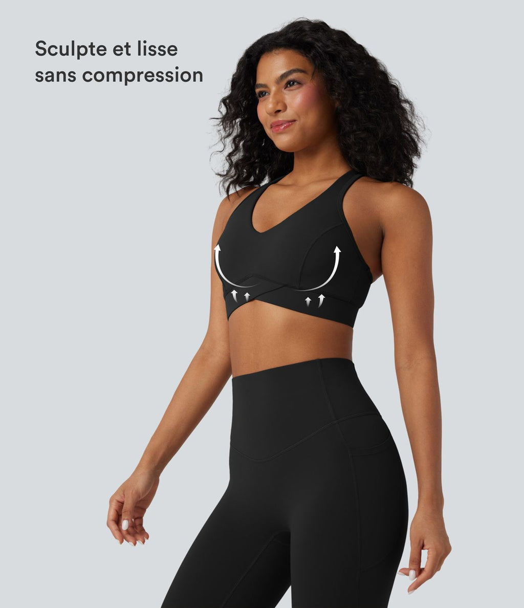 Brassière de sport entraînement Halara UltraSculpt™ soutien intermédiaire col V dos nageur bonnets A-C