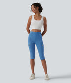 Pantalon cargo pedal pusher ajusté uni taille haute DayStretch avec poches zippées