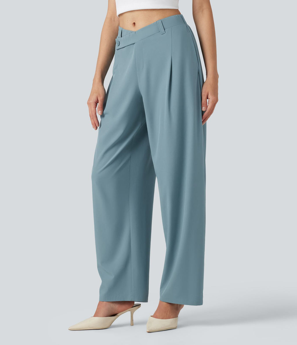 Breezeful™ Pantalon tailleur séchage rapide taille mi-haute coupe tonneau asymétrique avec poches
