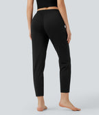 Pantalon jogging détente thermique chiné taille mi-haute séchage rapide avec cordon et poches - UPF40+