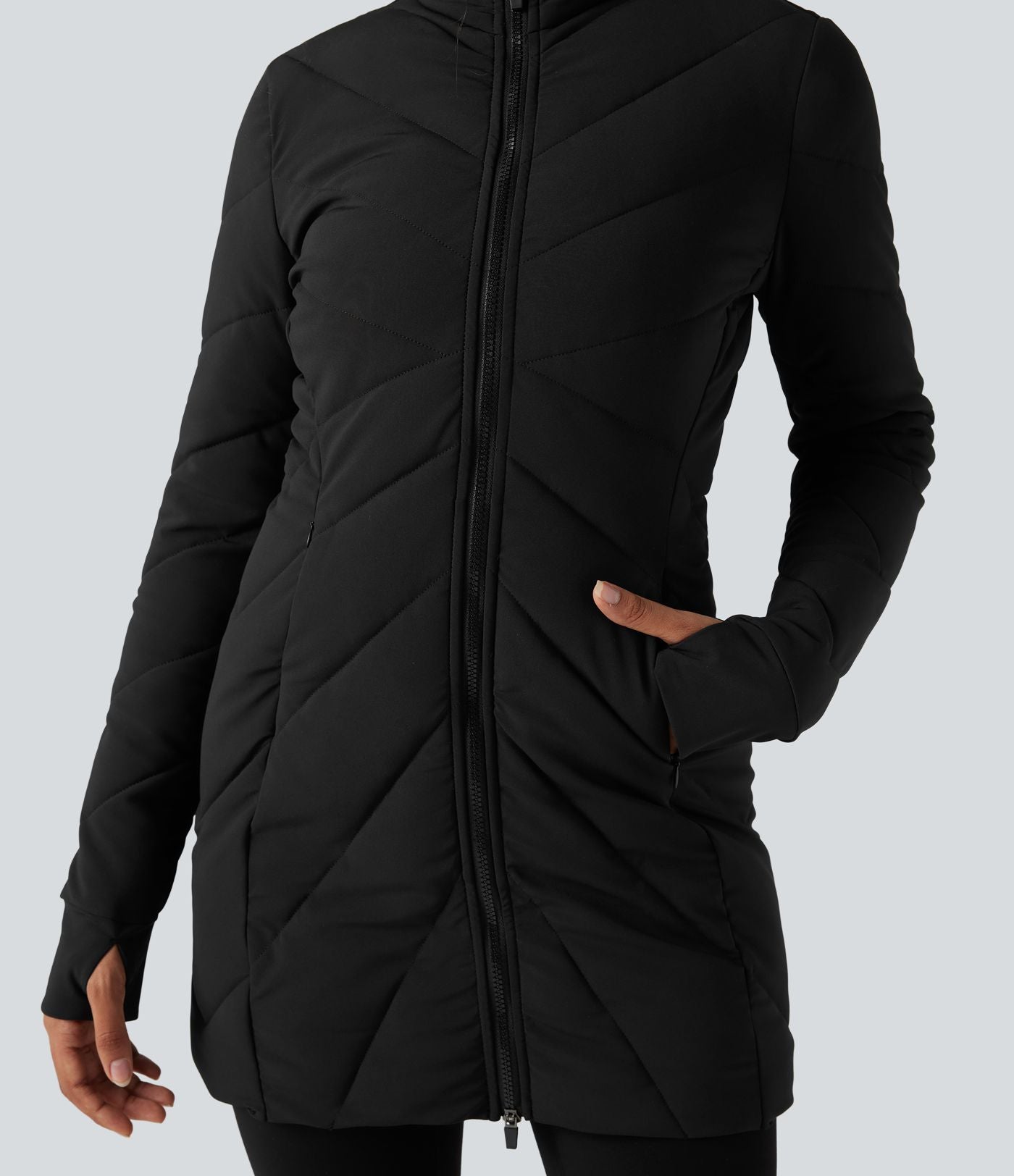 Doudoune PuffFlex col montant double zip avec passants pouces avec poches
