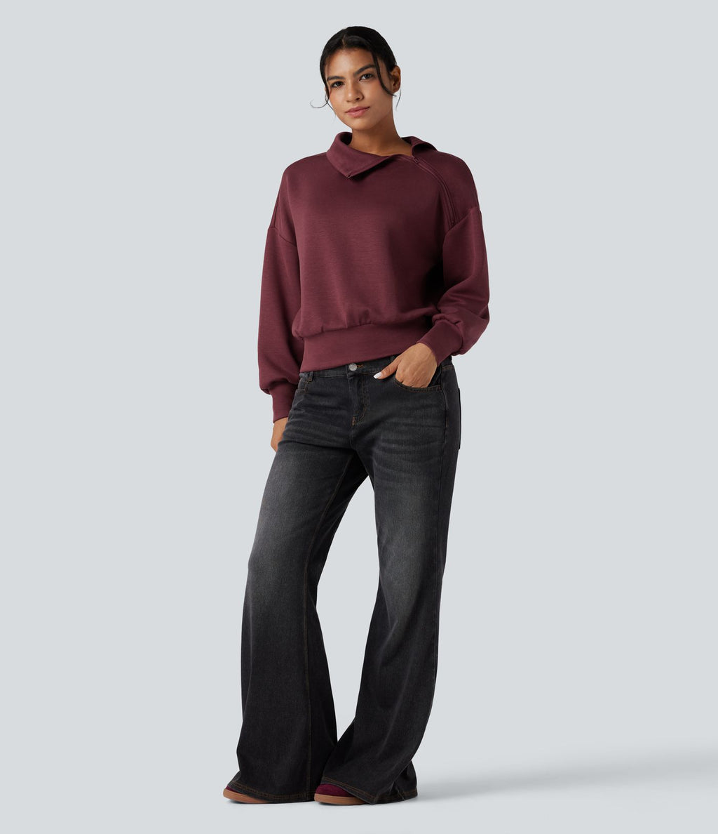 Sweat-shirt oversize SpacerTek™ col tunnel et demi-fermeture éclair