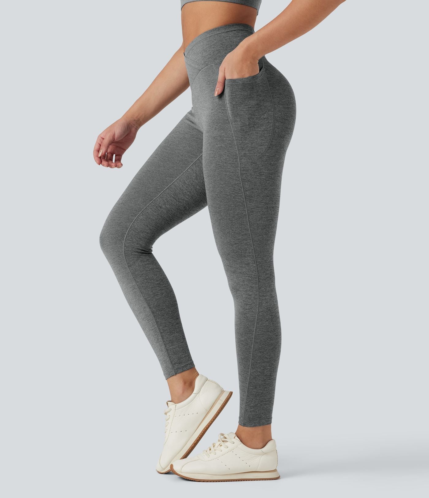 Legging yoga Halara UltraSculpt™ chiné croisé séchage rapide taille haute avec poches