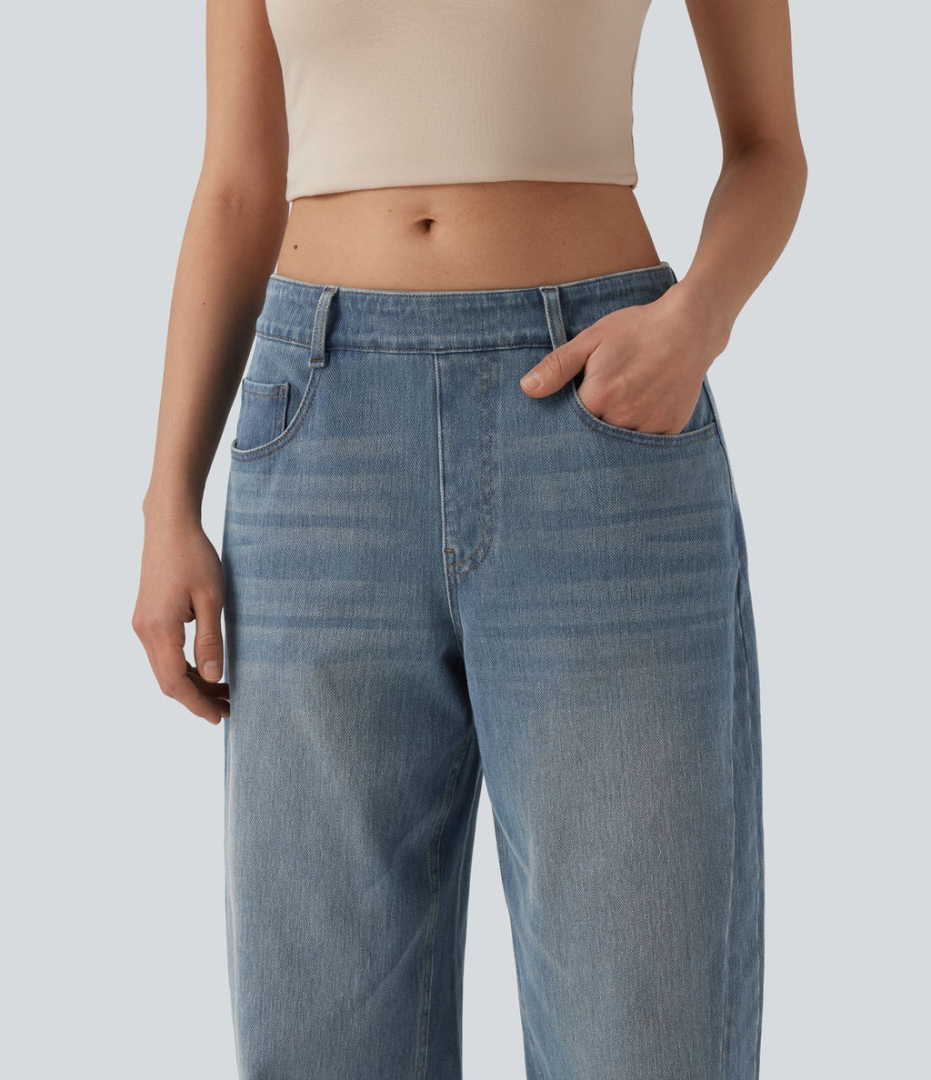 Jean Barrel 7/8 Halara Flex™ casual taille basse jambes tonneau avec poches