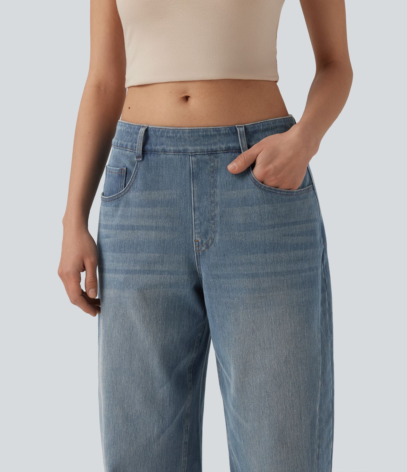 Jean Barrel 7/8 Halara Flex™ casual taille basse jambes tonneau avec poches