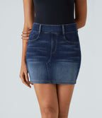 Halara Flex™ Jupe en Jean Lavé Casual Extensible Côtelé Taille Haute Poches Multiples Coupe Moulante