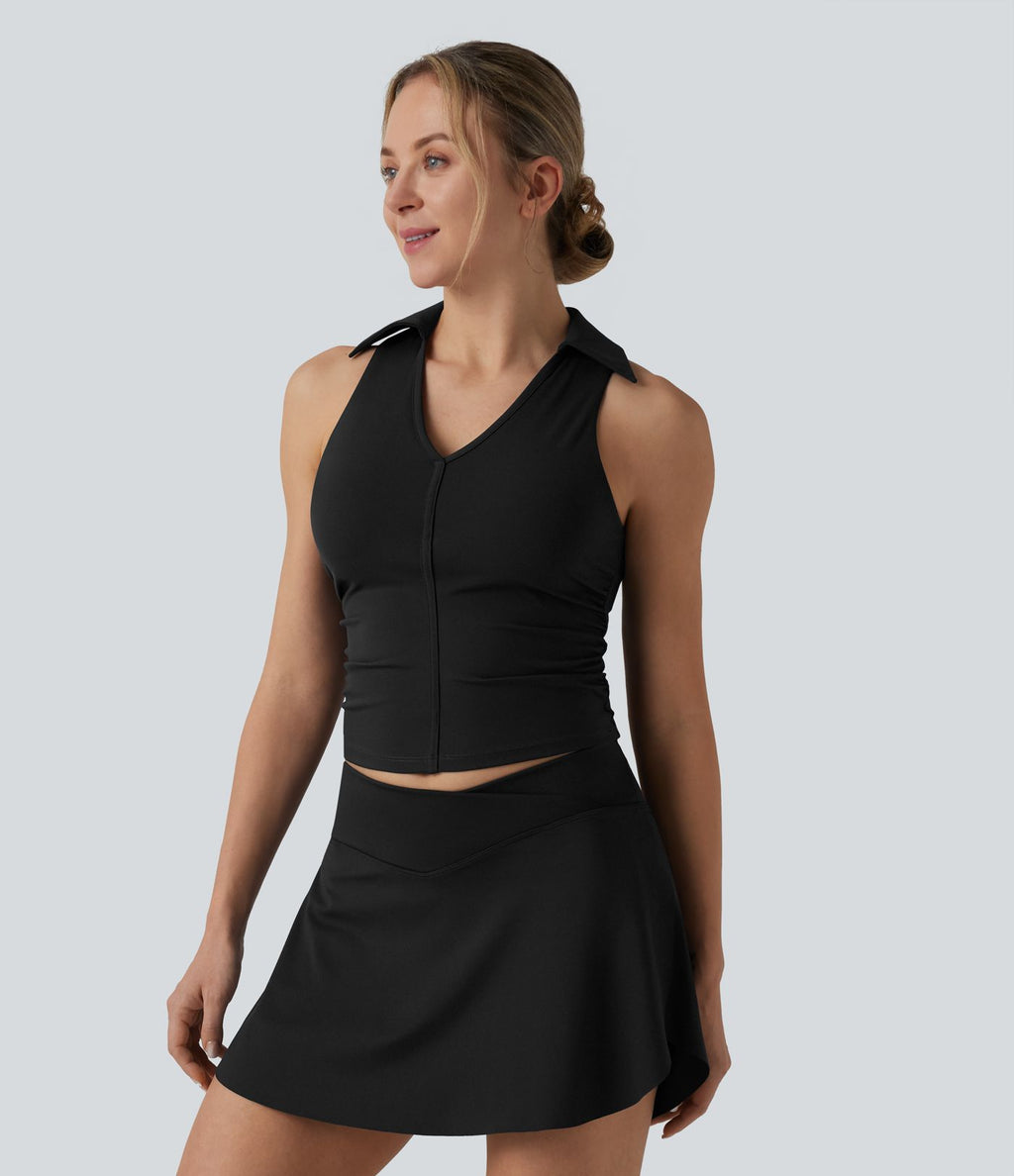 Haut de sport tennis SoftlyZero™ Airy dos nageur à fronces effet frais InstantCool, protection solaire UPF50+